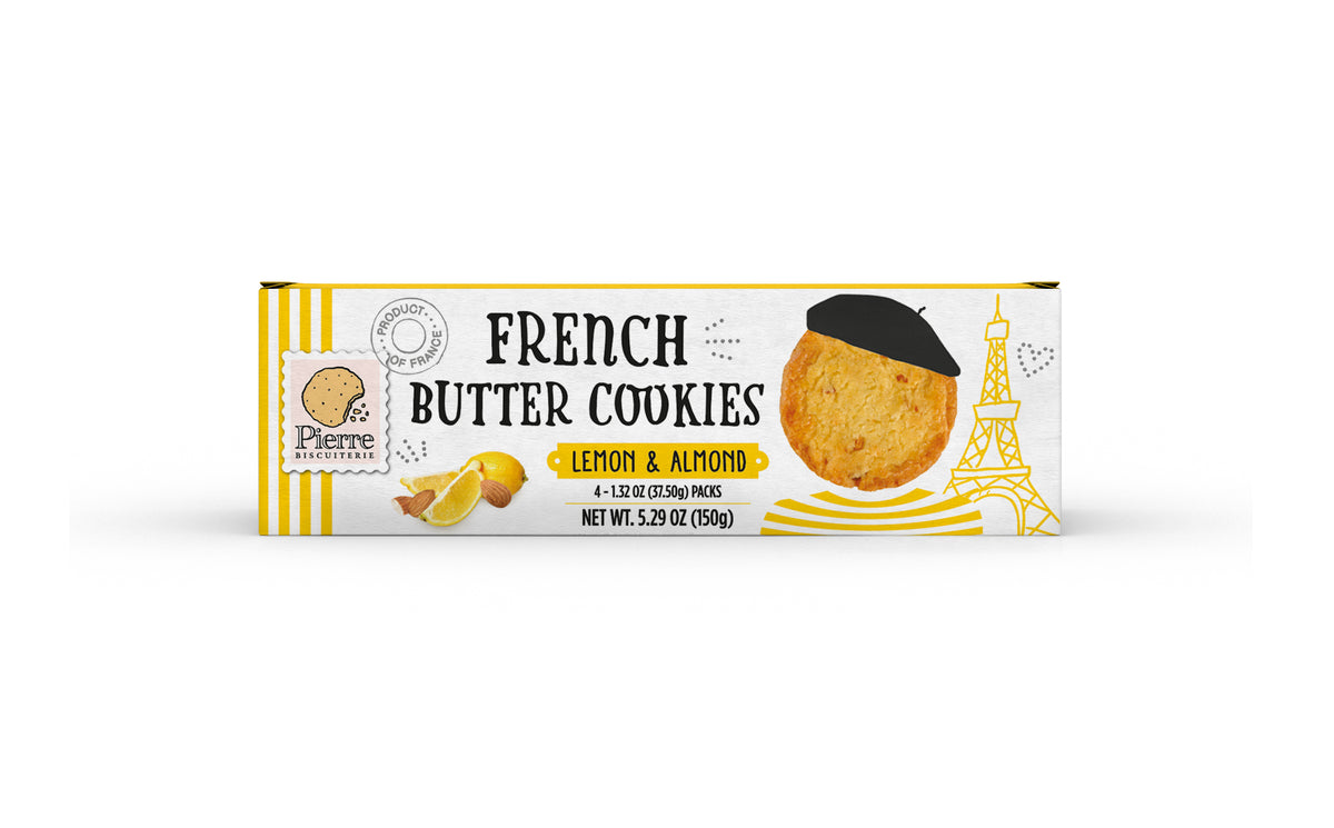 PIERRE BISCUITERIE FRENCH BUTTER COOKIES LEMON & ALMOND 150G
