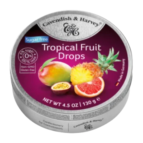 CAVENDISH & HARVEY CARAMELOS TROPICAL FRUIT DROPS SUFAR FREE 175g
