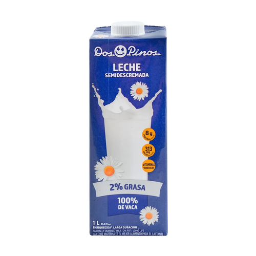 DOS PINOS LECHE SEMIDESCREMADA 2% HOMOGENIZADA 1/1 LT