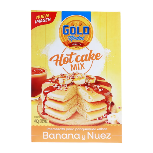 GOLD MEDAL MEZCLA P/PANQUEQUE BANANA Y NUEZ 450g