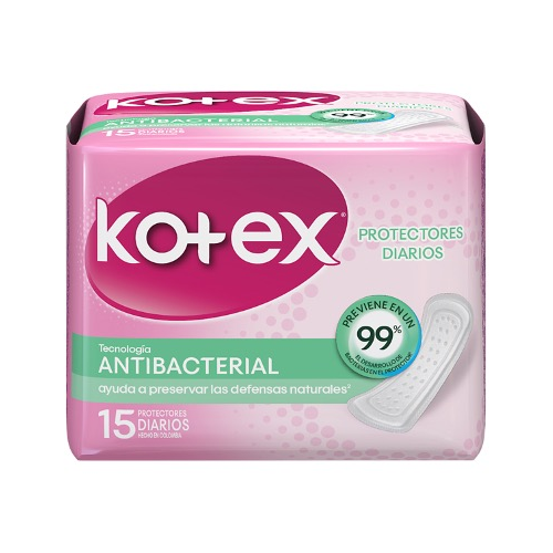 KOTEX PROTECTORES ANTIBACTERIAL CUIDADO DIARIO 15 UNIDAD