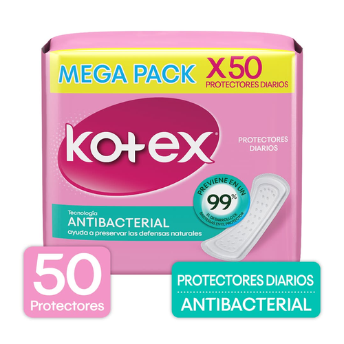 KOTEX PROTECTORES DIARIOS ANTIBACTERIAL 50 UNIDAD