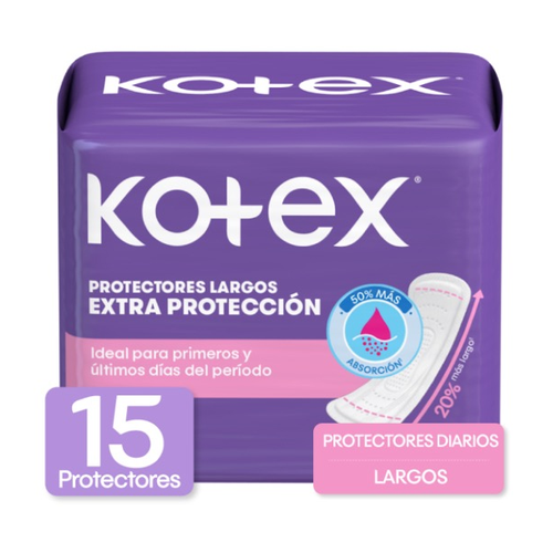 KOTEX PROTECTORES LARGOS DIARIOS EXTRA/PRO 15 UNIDAD