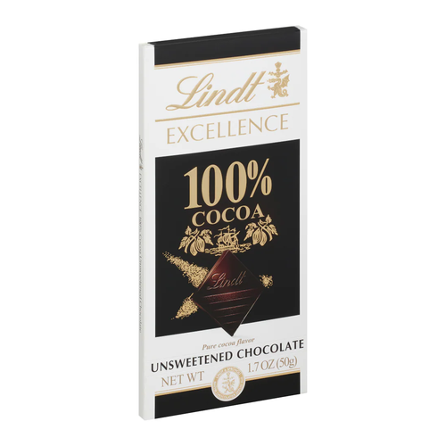 LINDT CHOCOLATE EXCELLENCE 100 % COCOA UNSWEETENED 2 OZ
