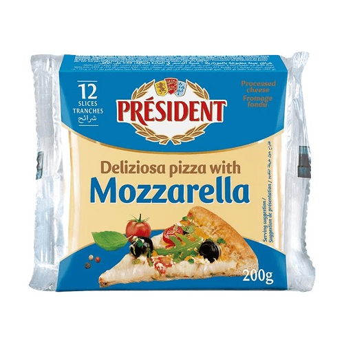 PRESIDENT QUESO MOZZARELLA REBANADO 12 UNDS 200g