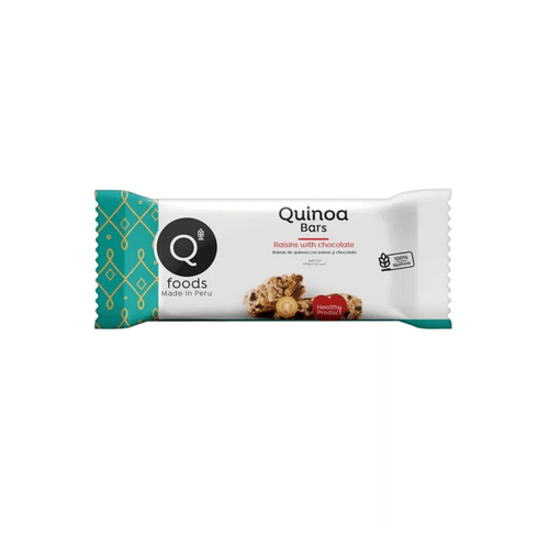 Q FOODS BARRAS NUTRITIVAS QUINOA PASAS Y CHOCOLATE G/F 30g