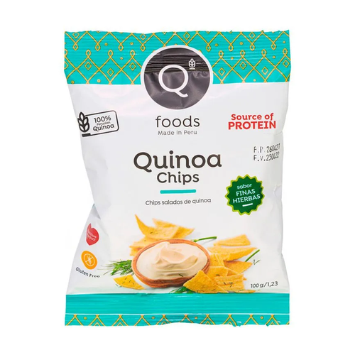 Q FOODS QUINOA CHIPS FINAS HIERBAS GLUTEN FREE 100g