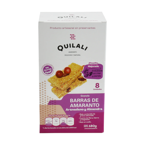QUILALI BARRAS DE AMARANTO AR┴NDANOS Y ALMENDRA 180g