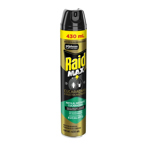 RAID INSECTICIDA AEROSOL MATA CUCARACHA EUCALIPTO 430ml