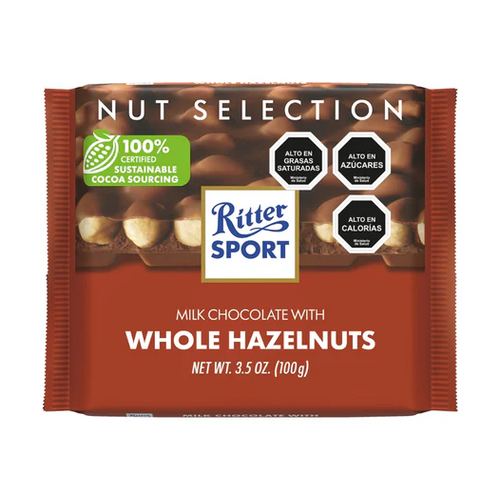 RITTERS SPORT CHOCOLATE LECHE CON AVELLANAS 100g