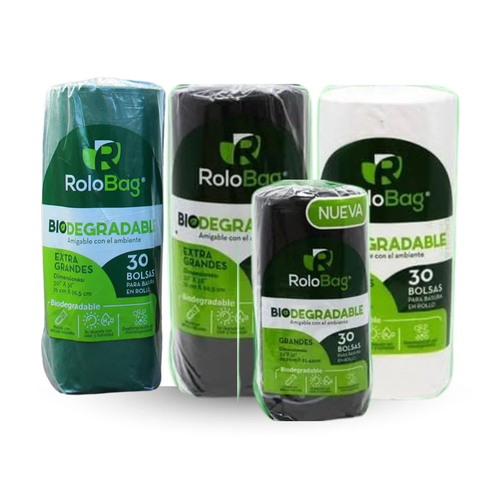 ROLO BAG BOLSAS BIODEGRADABLE GRADE NEGRA 30 UNIDAD