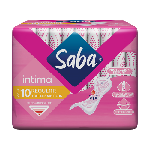 SABA TOALLA SANITARIA REGULAR SIN ALAS 10 UNIDAD