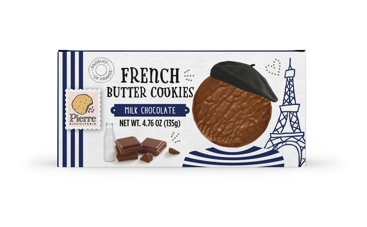 PIERRE BISCUITERIE FRENCH BUTTER COOKIES MILK CHOCOLATE 135G