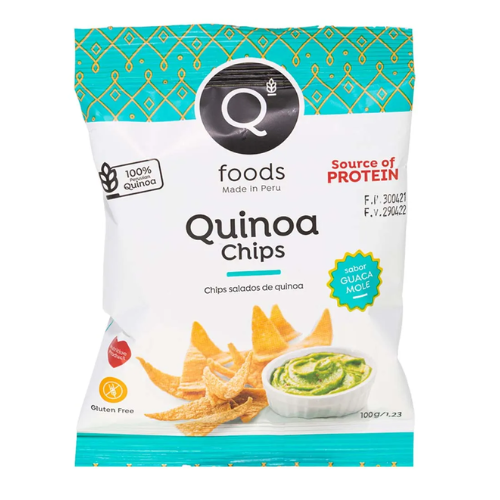 Q FOODS QUINOA CHIPS GUACAMOLE GLUTEN FREE 100g