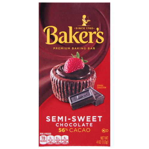BAKERS CHOCOLATE SEMI SWEET 4 OZ