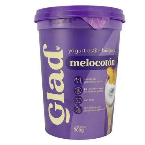 GLAD YOGOURT MELOCOTON 900g