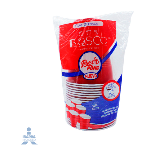 BOSCO VASO DESECHABLE ROJOS NO. 16 20 UNIDAD