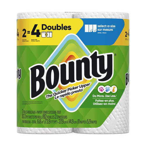 BOUNTY MAYORDOMO 2 ROLLOS DOBLE HOJA 82 HJS 1 UNIDAD