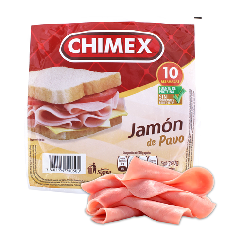 CHIMEX JAMON DE PAVO 10 REBANADAS 200g