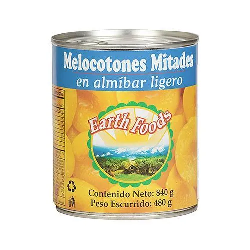 EARTH FOODS MELOCOTONES EN ALMIBAR 820g