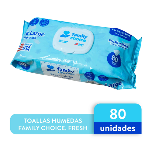 FAMILY S CHOICE TOALLAS HUMEDAS EXTRA LARGE 80 UNI. 600g