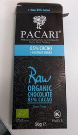 PACCARI CHOCOLATE ORGANICO 85% CACAO+AZUCAR COCO 50g