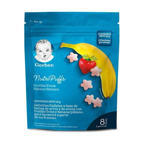 GERBER NUTRISNACK PUFFS BANANO FRESA 42g