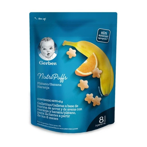 GERBER NUTRISNACK PUFFS BANANO NARANJA 42g