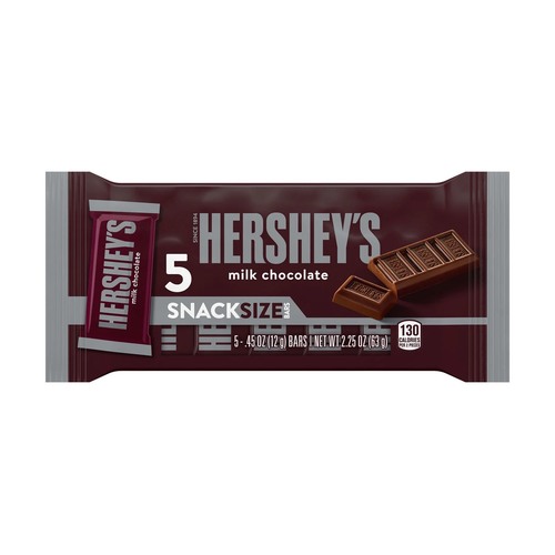 HERSHEYS CHOCOLATE SNACKSIZE MILK 5 PK 63g