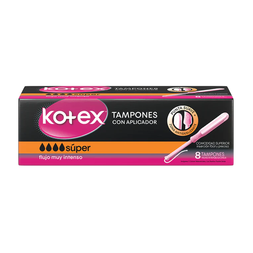 KOTEX TAMPONES APLICADOR SUPER CAJA 8 UNIDAD
