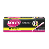 KOTEX TAMPONES CON APLICADOR MEDIO CAJA 8 UNIDAD