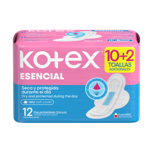 KOTEX TOALLAS ESENCIAL CON ALAS 20 UNIDAD