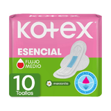 KOTEX TOALLAS ESENCIAL CON ALAS MANZANILLA 10 UNIDAD