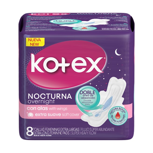 KOTEX TOALLAS NOCTURNA TELA CON ALAS 24 UNIDAD