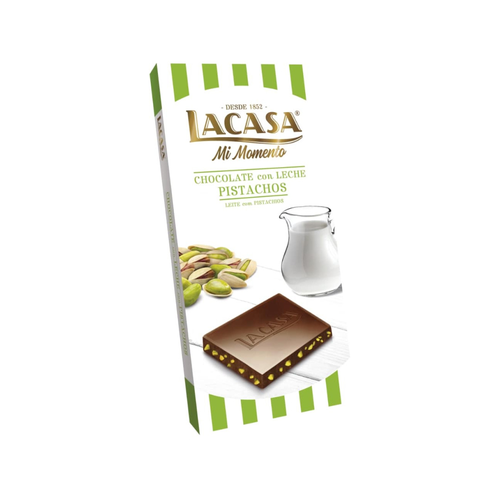 LACASA TABLETA DE CHOCOLATE CON LECHE PISTACHOS 90g