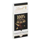 LINDT CHOCOLATE EXCELLENCE 100 % COCOA UNSWEETENED 2 OZ