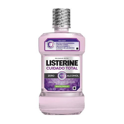 LISTERINE ENJUAGUE BUCAL CUIDADO TOTAL ZERO 500ml