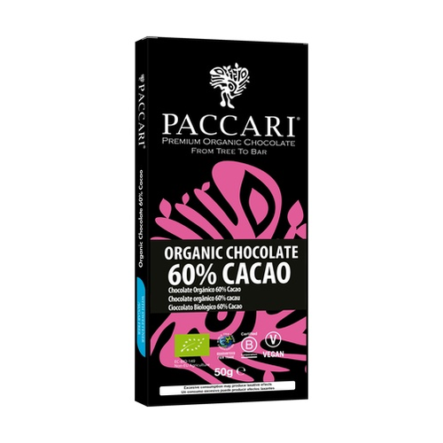 PACCARI CHOCOLATE ORGANICO 60% CACAO 50g