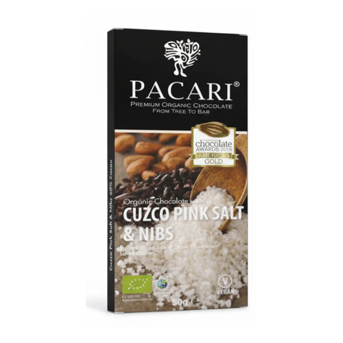 PACCARI CHOCOLATE SAL & NIBS PINK BAR 50g