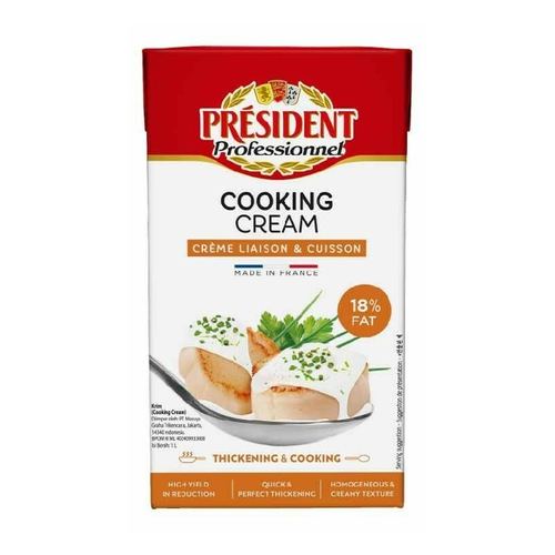 PRESIDENT CREMA UHT 18% PARA COCINAR 1/1 LT