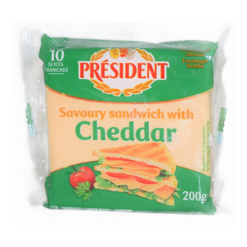 PRESIDENT QUESO CHEDDAR SANDWICH REBANADO 10 UNDS 200g