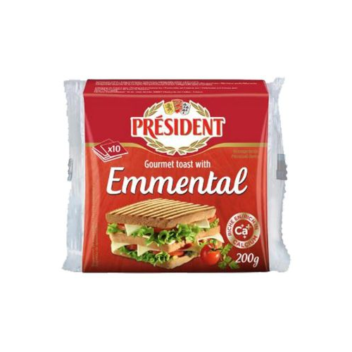 PRESIDENT QUESO EMMENTAL REBANDO 10 UNDS 200g
