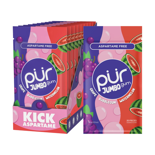 PUR GUM GOMA DE MASCAR JUMBO GRAPE BUBBLE GUM WATERMELON 81g