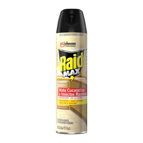RAID MAX INSECTICIDA AEROSOL MATA CUCARACHAS INSECTOS RASTREROS 400ml