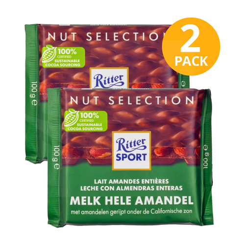 RITTERS SPORT CHOCOLATE LECHE CON ALMENDRAS ENTERAS 100g