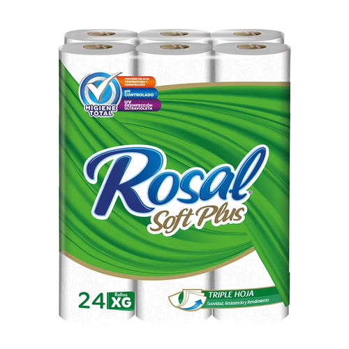 ROSAL PAPEL HIGIENICO VERDE SOFT PLUS TRIPLE HOJA 9 UNIDAD