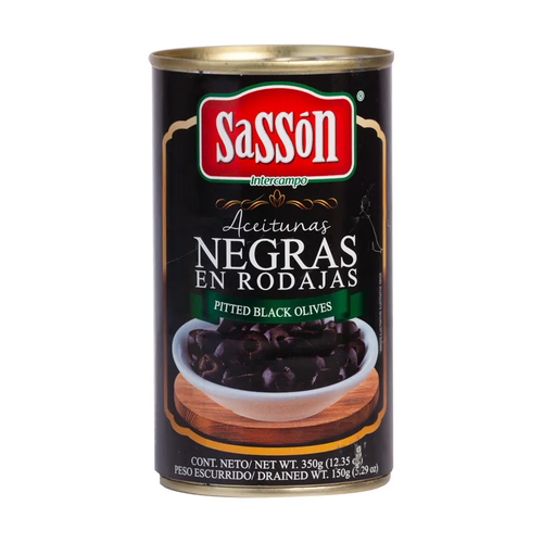 SASSON ACEITUNAS NEGRAS EN RODAJAS LATA 350g
