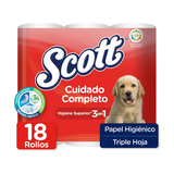 SCOTT PAPEL HIGIENICO CUIDADO COMPLETO 3 PLY 12 UNIDAD