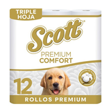 SCOTT PAPEL HIGIENICO PREMIUM COMFORT 3 PLY 12 UNIDAD
