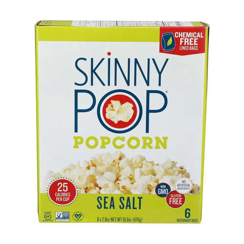 Skinny Pop Popcorn Sea Salt 6 Microwave Bags
